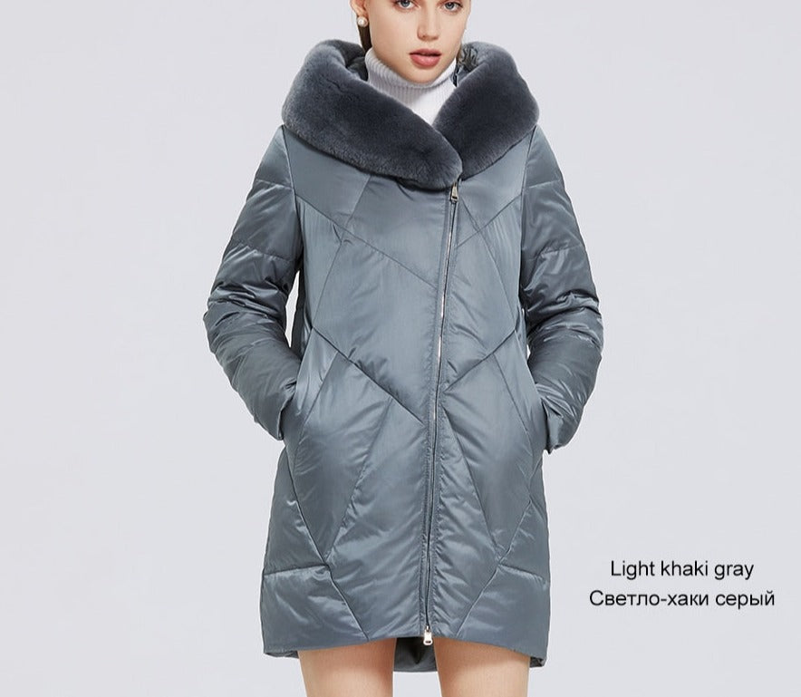 Windproof Cotton Long Puffer Jackets Real Fur Parkas