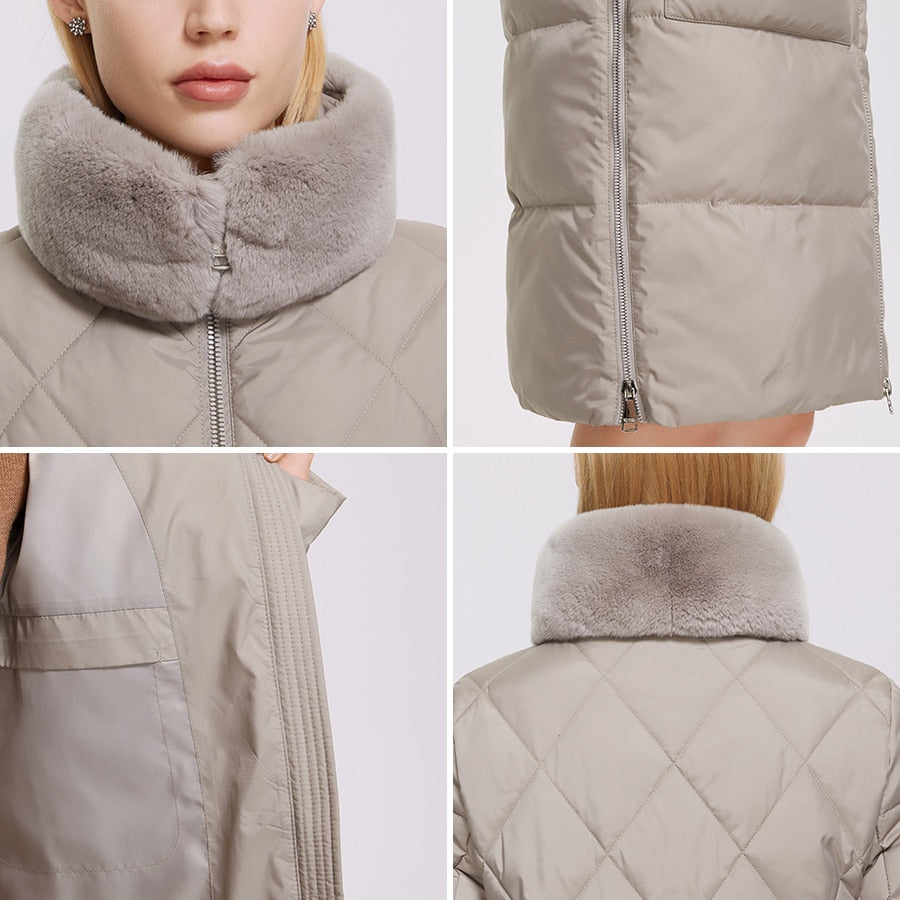 Luxury Puffer Coats Stand-up Real Fur Collar