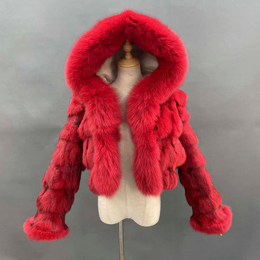 Crop Hooded Fox Fur Bombers (Multi- Colors)