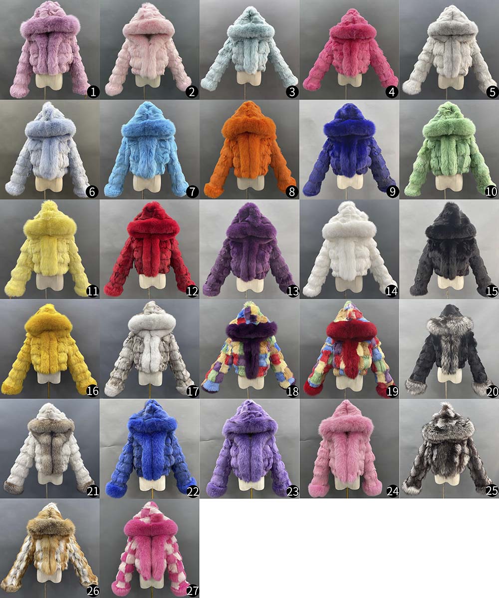 Crop Hooded Fox Fur Bombers (Multi- Colors)