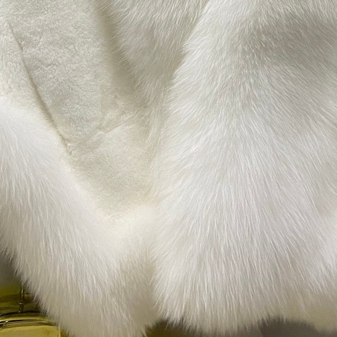 Genuine Rex Rabbit & Fox Fur Trim Shawl Wrap