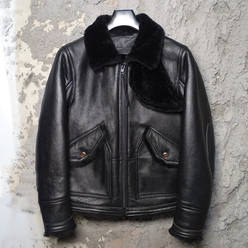 Genuine Leather Coat Shearing Liner Bombers