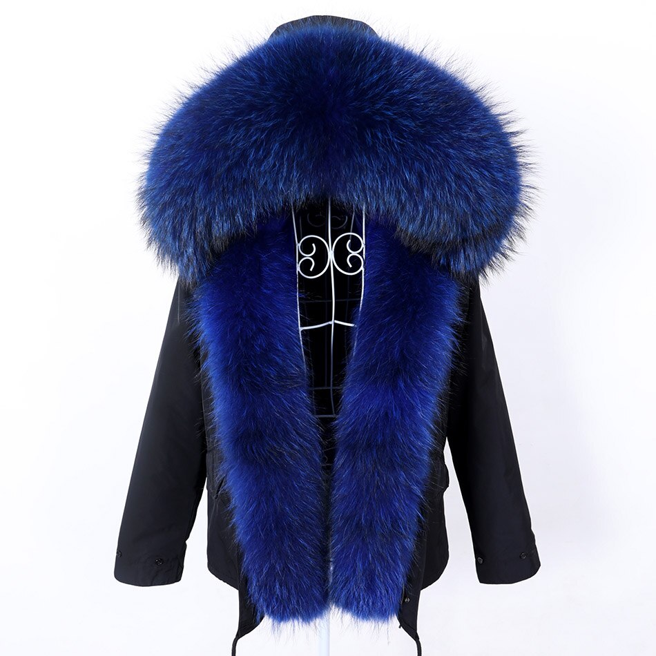 Plus Size Winter Coats For Women Down Jackets Parkas Hooded 3XL 4XL 5XL Fox  Fur Collar Warm Outerwear Black Blue