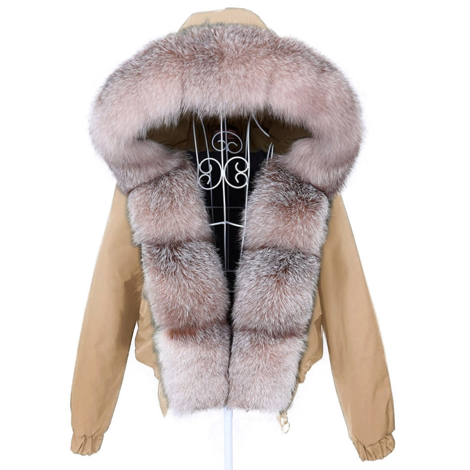 Waterproof Big Fur Collar Parka Short Coats