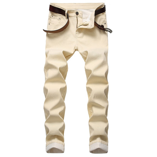 Solid Color Casual Slim-fit Jeans