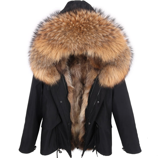 Waterproof Coats Short Real Fur Lining & Parka