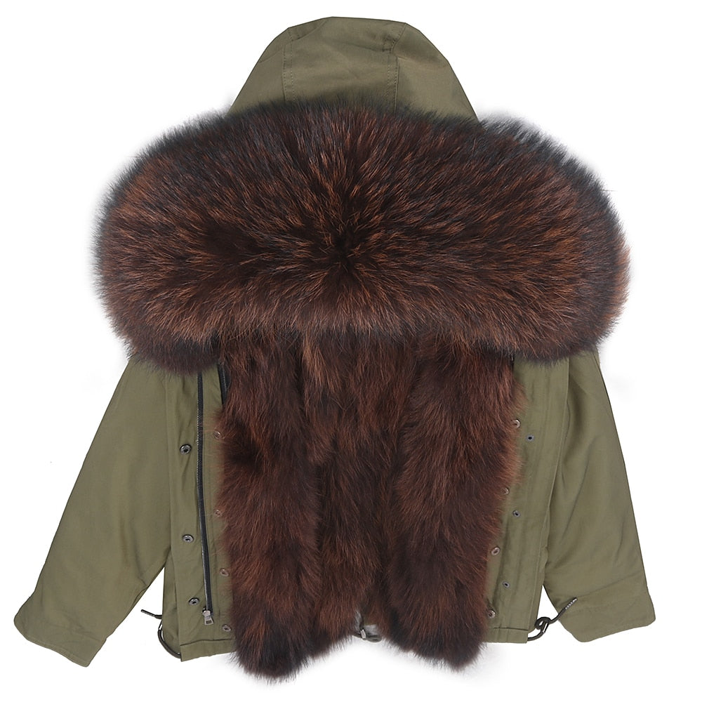 Waterproof Coats Short Real Fur Lining & Parka