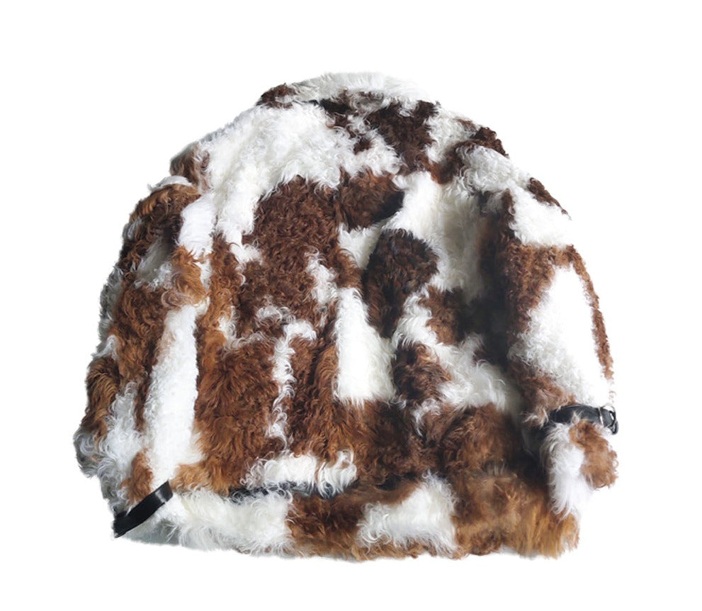 White & Brown Long Fur Shearling Coats