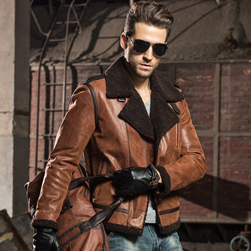 Aviator Bomber Jacket Genuine Leather