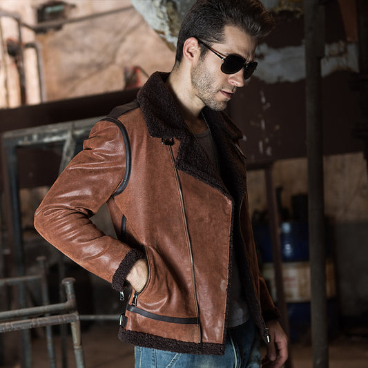 Aviator Bomber Jacket Genuine Leather
