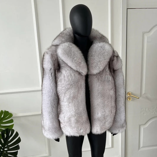 Big Collor Real Fox Fur Coat