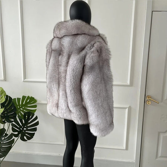 Big Collor Real Fox Fur Coat