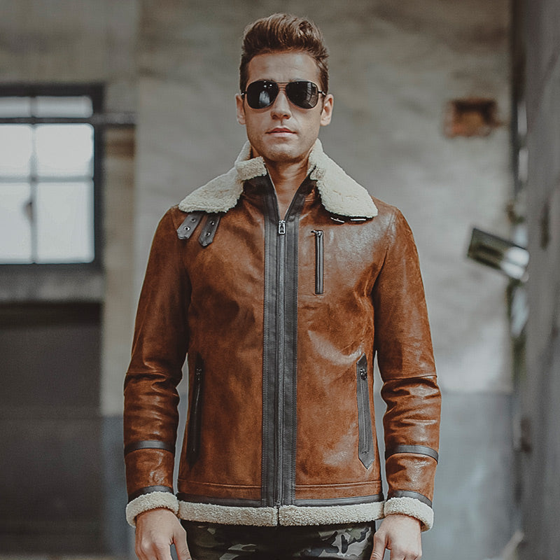 Genuine Leather with Faux Shearling Coat