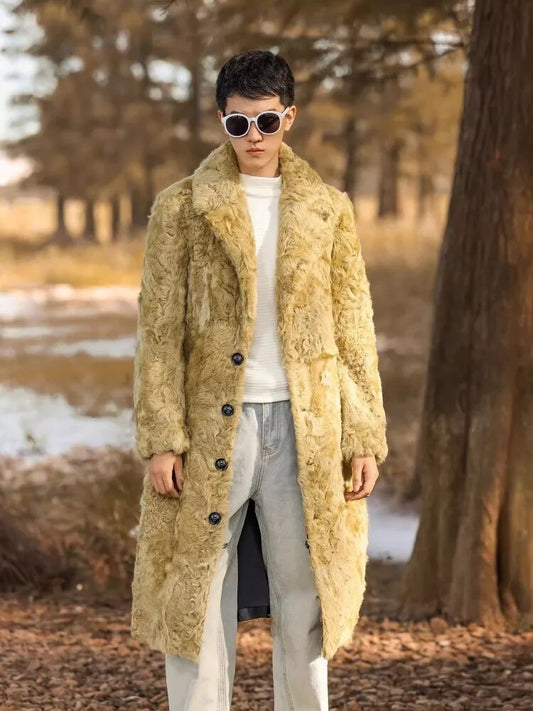 Natural Long Lambswool Real Fur Coats