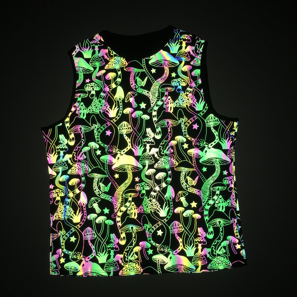 Rainbow Reflective Printed Sleeveless Shirts