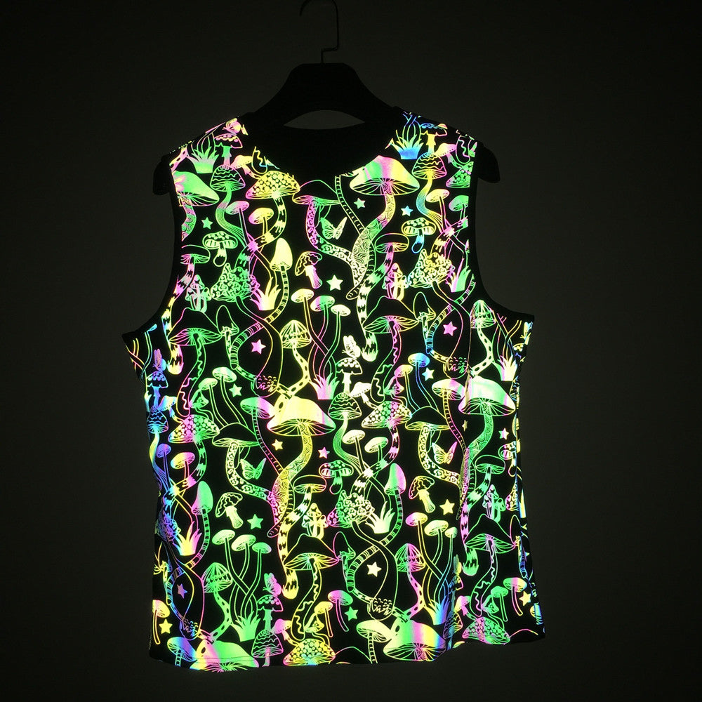 Rainbow Reflective Printed Sleeveless Shirts