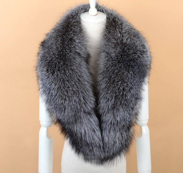 Silver Fox Fur Collar Scarf