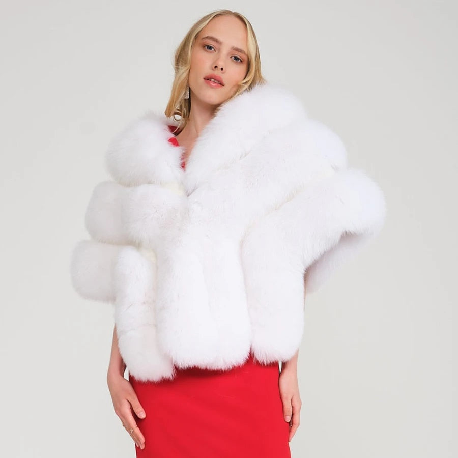 Natural Real Fox Fur Coats Shawl