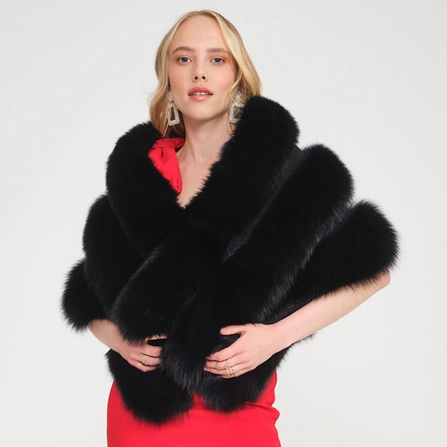 Natural Real Fox Fur Coats Shawl