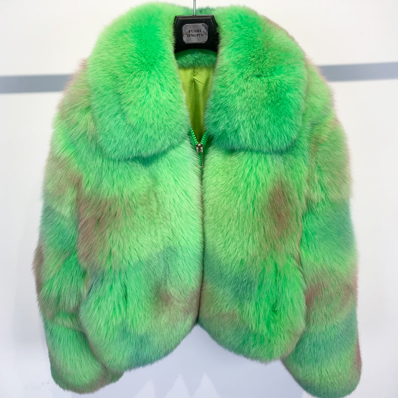 Neon Genuine Fox Fur Short Coats