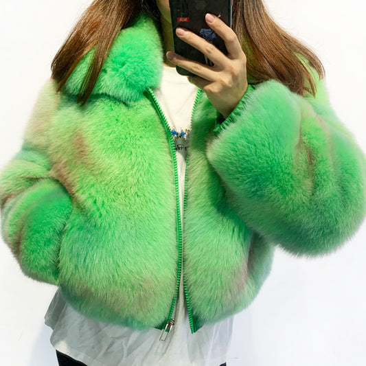 Neon Genuine Fox Fur Short Coats