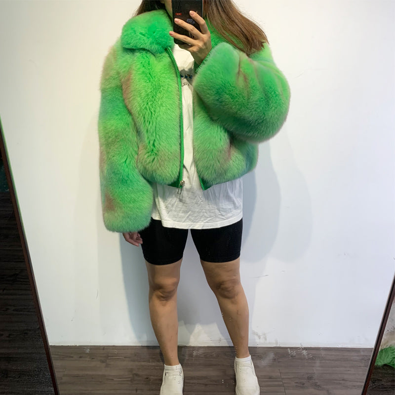 Neon Genuine Fox Fur Short Coats