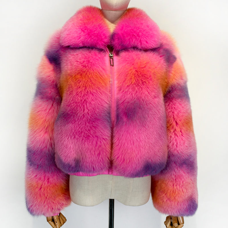 Neon Genuine Fox Fur Short Coats