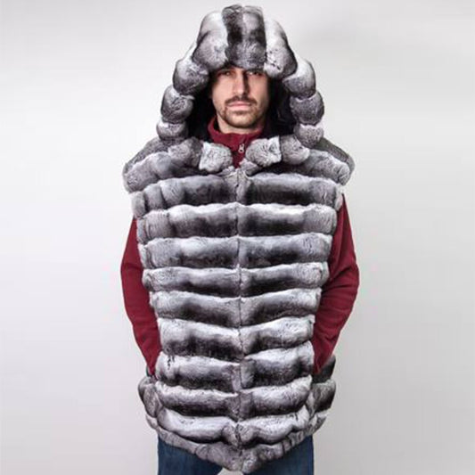 Real Rex Rabbit Fur Hooded Vest