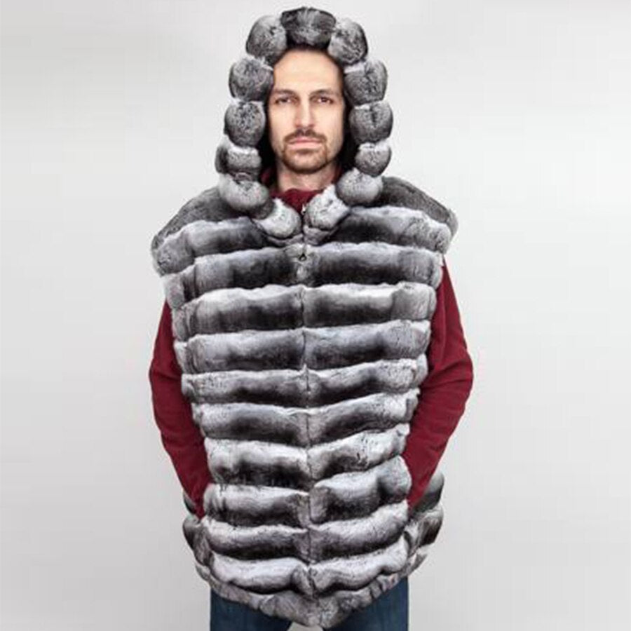 Real Rex Rabbit Fur Hooded Vest