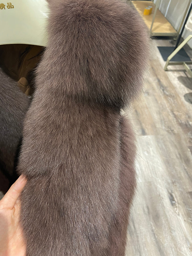 Pattern Fur Turn-Down Collar Coats