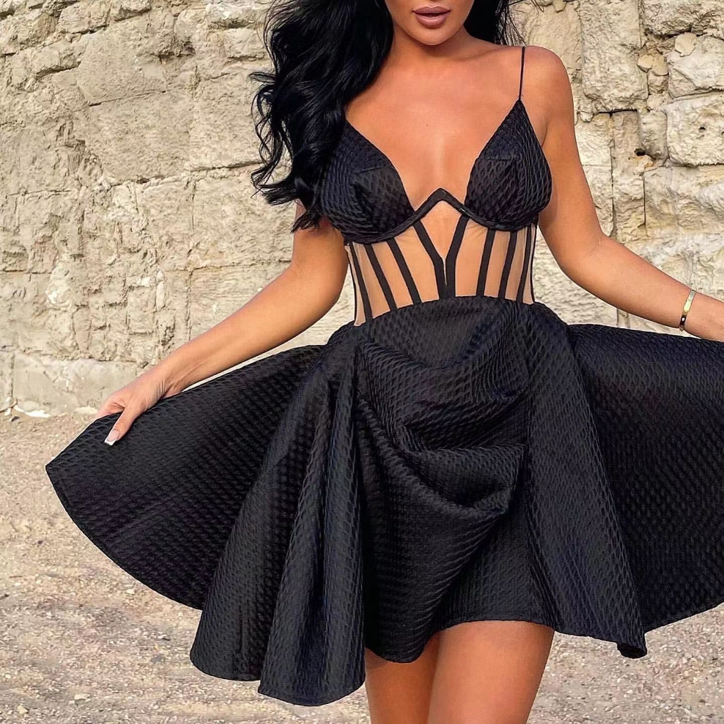 Black Mesh Corset Mini Dress – Elevate Swag