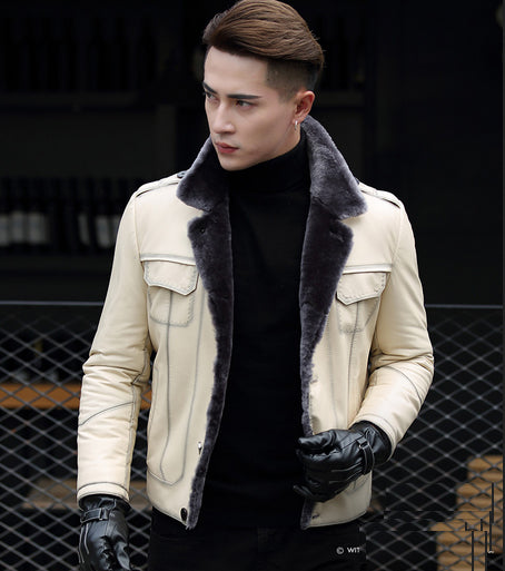 Genuine Leather with Real Shearling Fur Lined Coat