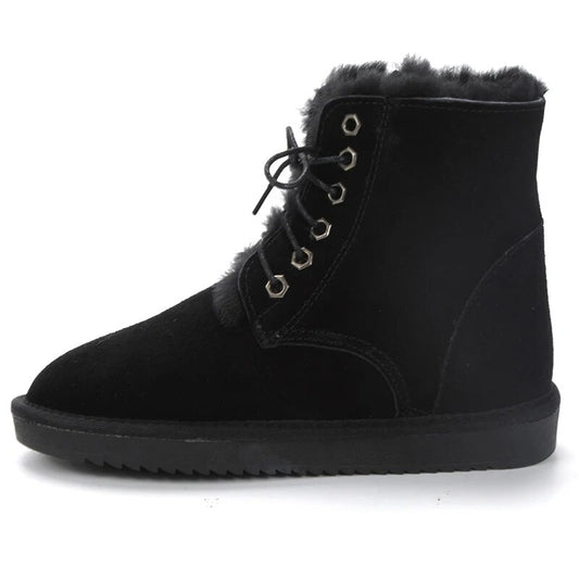 Genuine Leather Snow Boots Real Fur