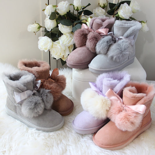 Genuine Leather Sheepskin Natural Fur Ankle Boots