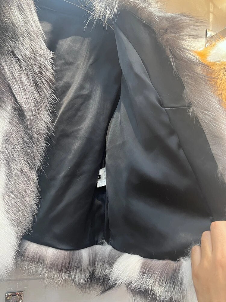 Silver & White Real Fox Fur Coats