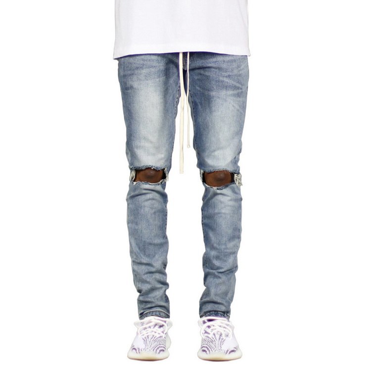 Both Knee Ripped Side Ankle Zipper Skinny Jeans