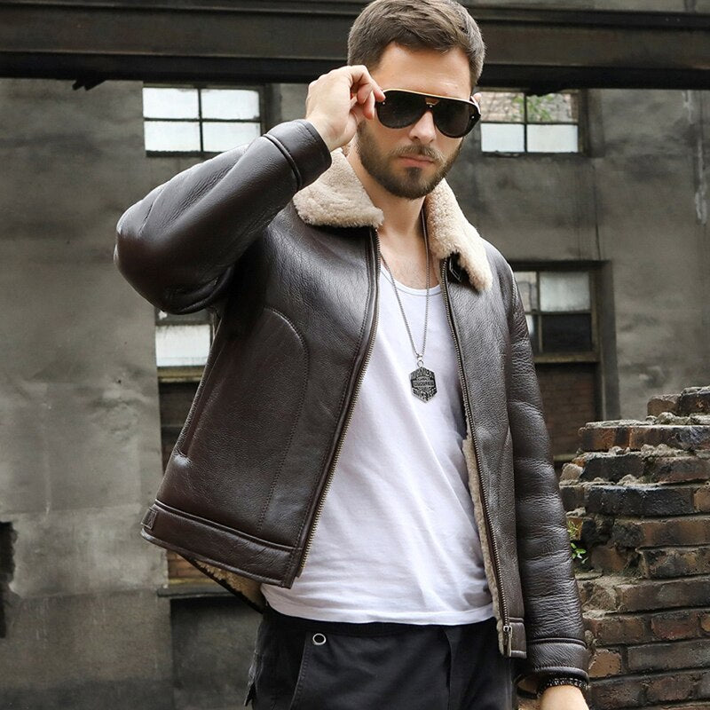 Genuine Leather Jacket Short Shearling