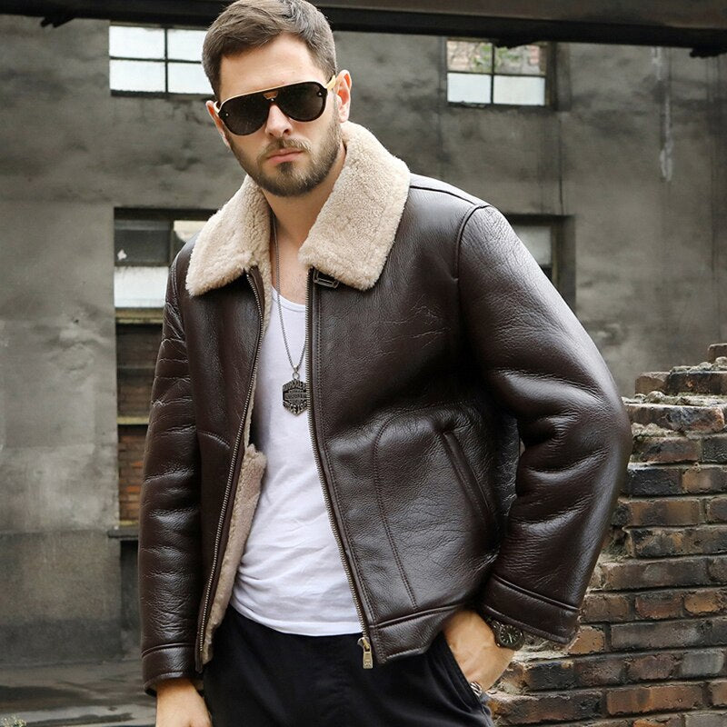 Genuine Leather Jacket Short Shearling