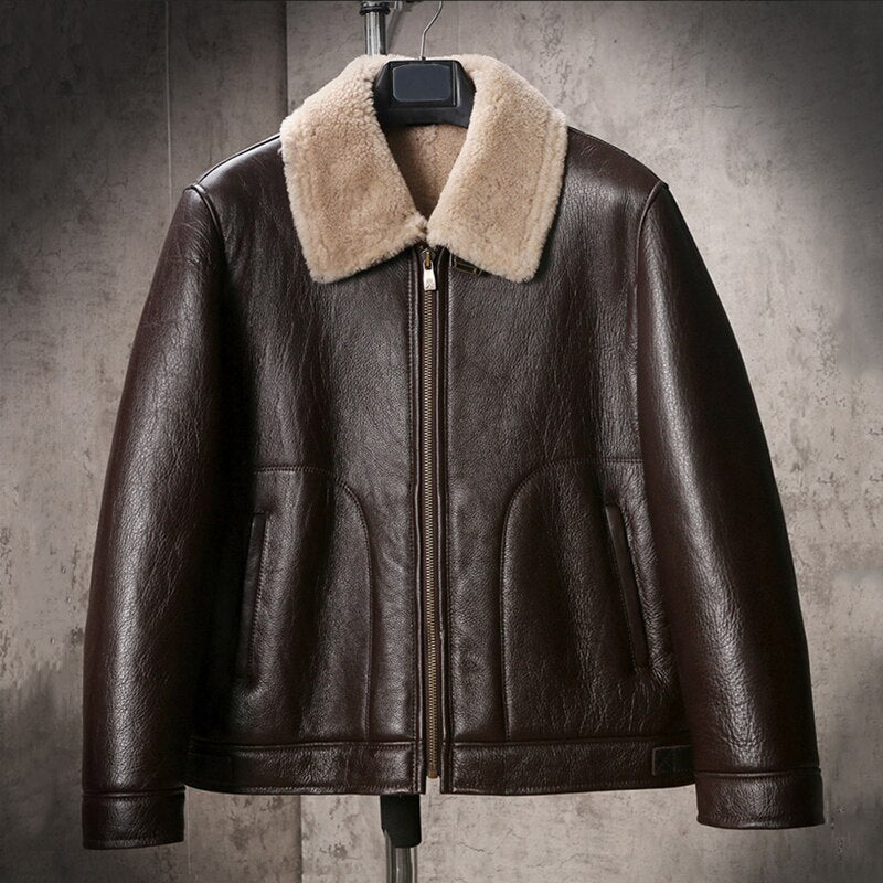 Genuine Leather Jacket Short Shearling
