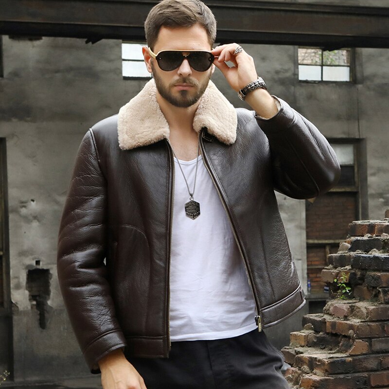 Genuine Leather Jacket Short Shearling
