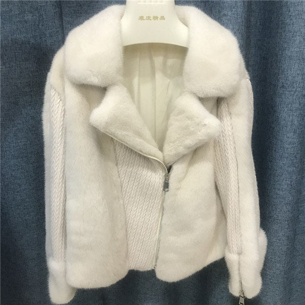 Cashmere Angola Wool with Real Mink Fur Coats