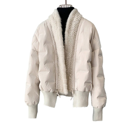 Real Knitted Mink Fur Puffer Down Jackets