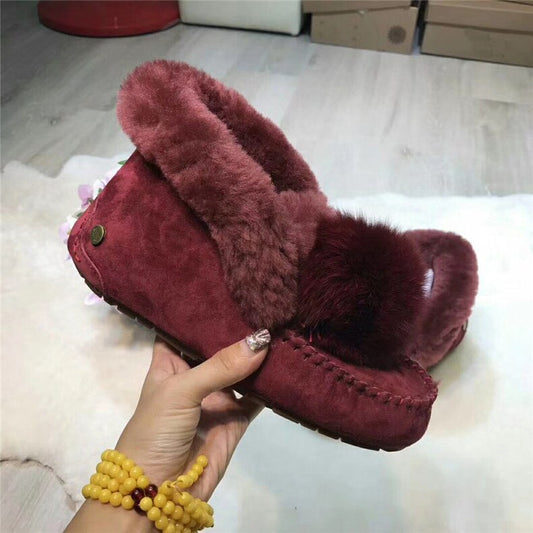 Pom Natural Fur Real Wool Ankle Boots