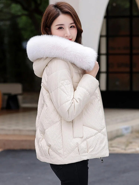 Leather Jackets Duck Down Hooded Real Fur