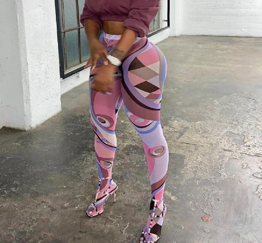 Mesh Printed Foot Leggings