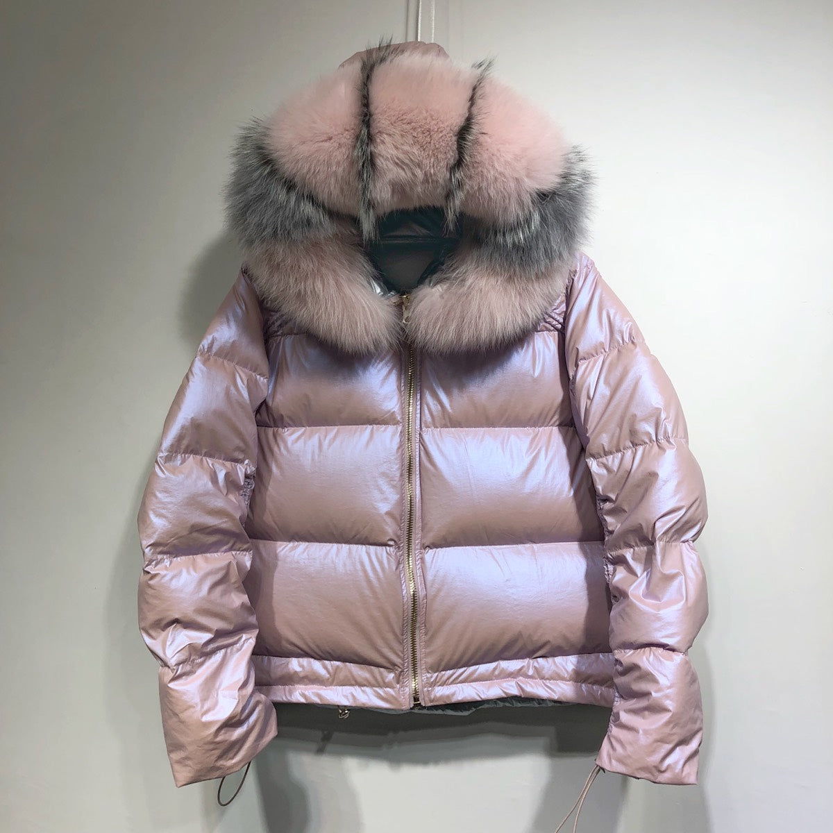 Metallic Real Fox Fur Parka Reversible Puff Jackets (Multi-Colors)