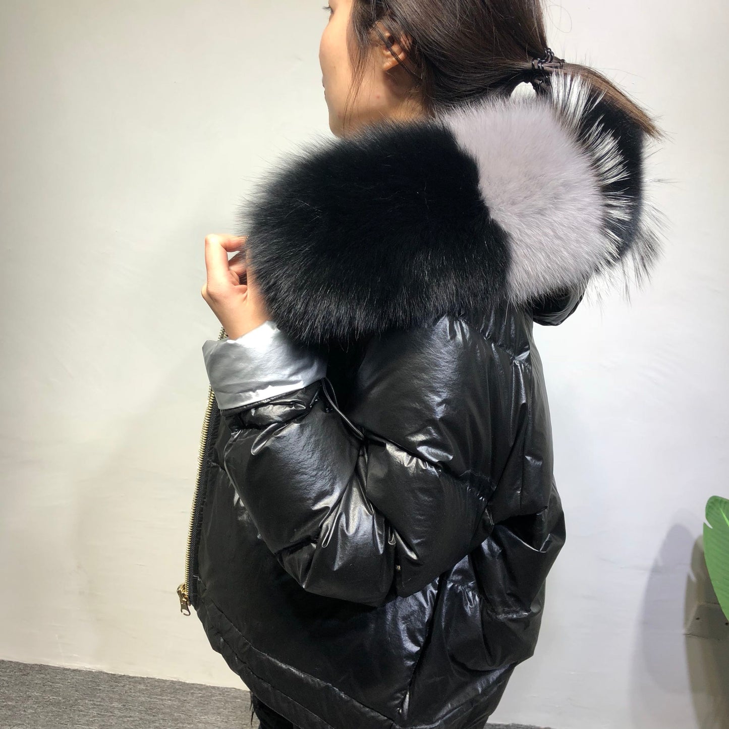 Metallic Real Fox Fur Parka Reversible Puff Jackets (Multi-Colors)