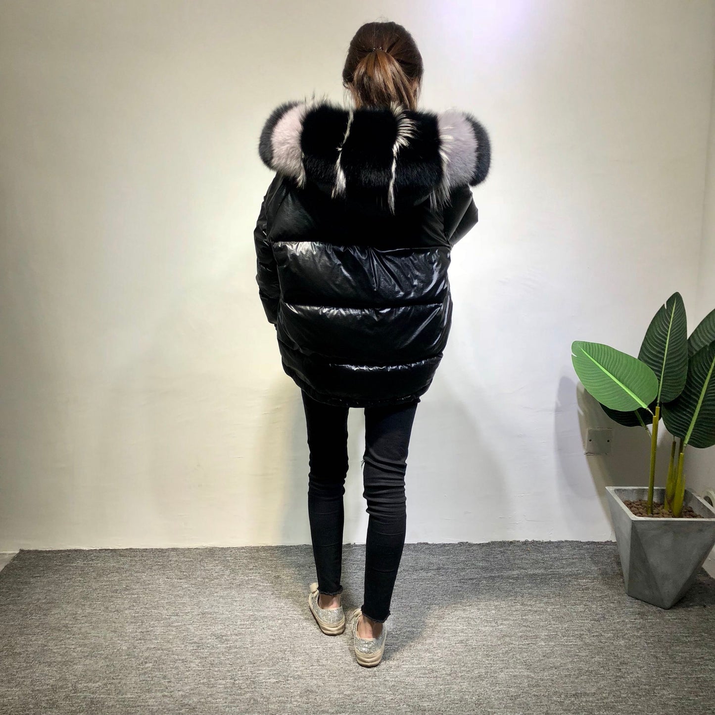 Metallic Real Fox Fur Parka Reversible Puff Jackets (Multi-Colors)