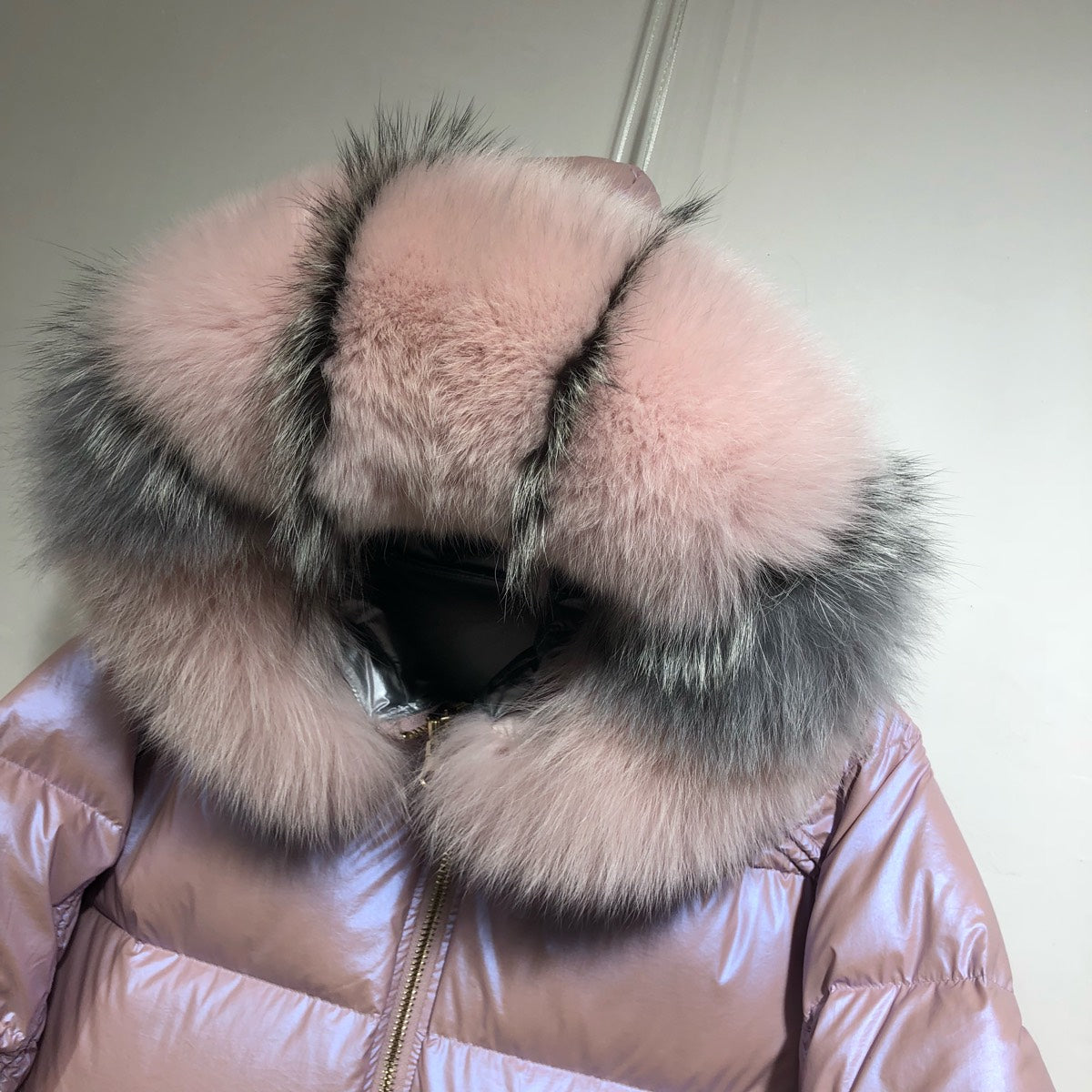 Metallic Real Fox Fur Parka Reversible Puff Jackets (Multi-Colors)