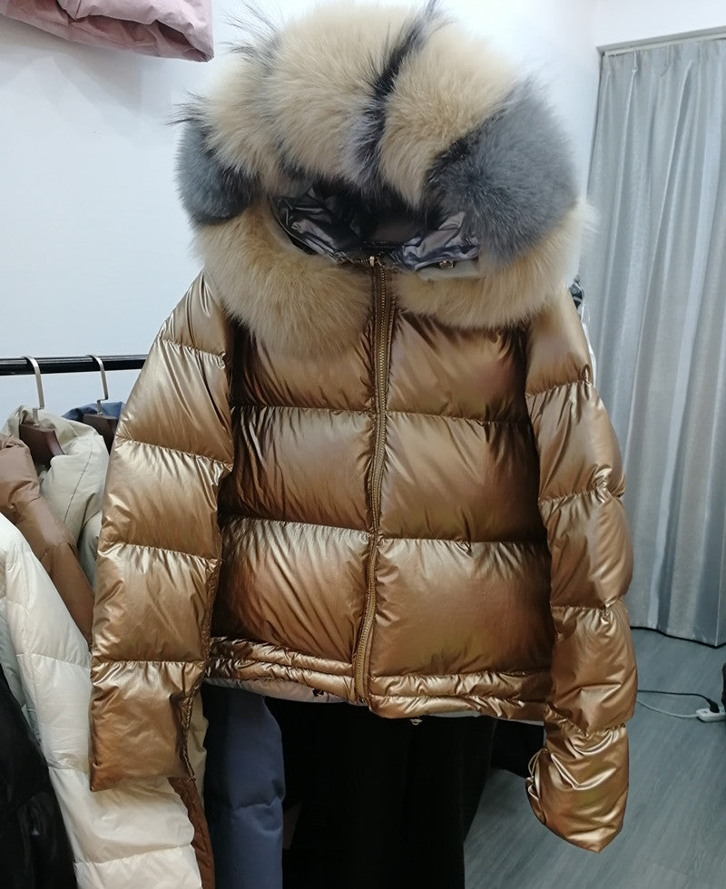 Metallic Real Fox Fur Parka Reversible Puff Jackets (Multi-Colors)